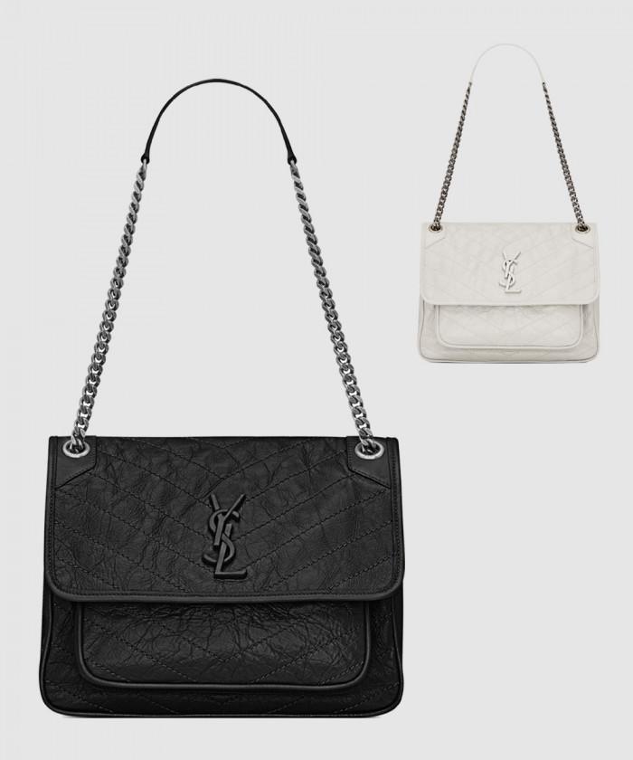 [SAINT LAURENT-생로랑]<br>크링클 니키백 미듐 498894